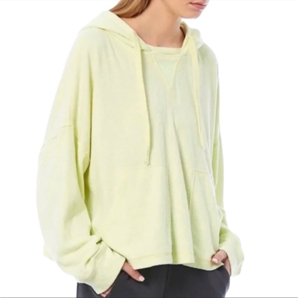Free People Movement Radiant Drop Shoulder Terry Lime Green Hoodie Pullover